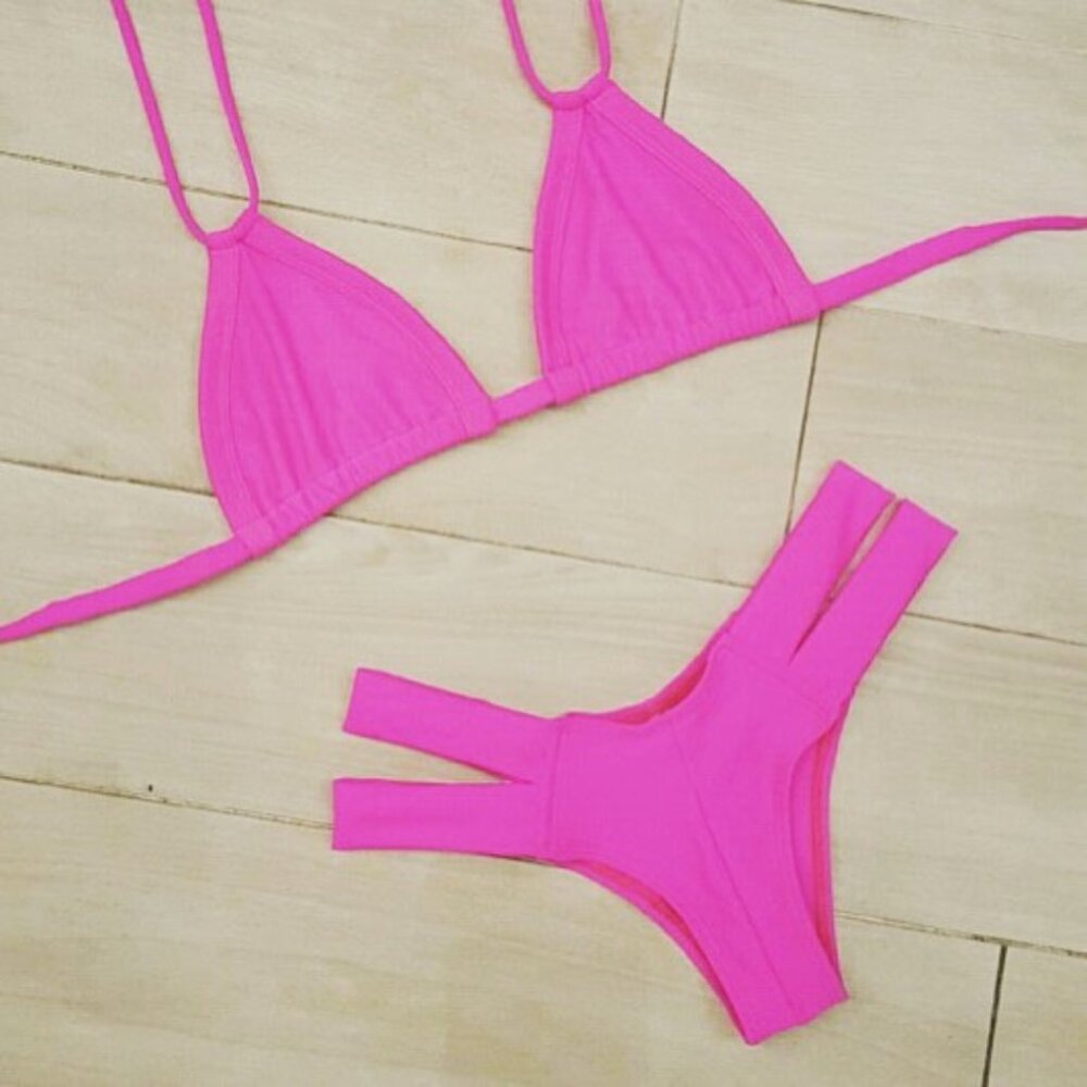 Electric Pink Euro Bikini TOP- XS